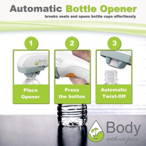 Electric Bottle Opener for Seniors - Automatic Solution for Easy Opening of Water Bottles. Ideal for Weak Hands or Those with Arthritis. Perfect for Soda, Milk, Juice. Battery Powered.