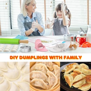7 Piece Dumpling Maker Kit - All-in-One Empanada Maker Set with Press Molds & Ring Cutters, BPA-Free Kitchen Accessories for Home Cooking, Family/Friends Fun Gift (Beige)