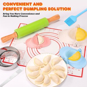 7 Piece Dumpling Maker Kit - All-in-One Empanada Maker Set with Press Molds & Ring Cutters, BPA-Free Kitchen Accessories for Home Cooking, Family/Friends Fun Gift (Beige)