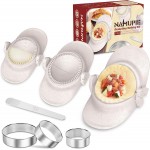 7 Piece Dumpling Maker Kit - All-in-One Empanada Maker Set with Press Molds & Ring Cutters, BPA-Free Kitchen Accessories for Home Cooking, Family/Friends Fun Gift (Beige)