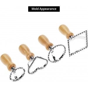 QWORK Ravioli Stamp Maker Cutter with Roller Wheel Set – Wood Handle, Sturdy Aluminum Frame, Precise Fluted Edges – Perfect for Ravioli, Pasta, Cookies