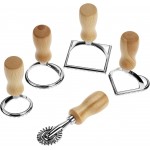 QWORK Ravioli Stamp Maker Cutter with Roller Wheel Set – Wood Handle, Sturdy Aluminum Frame, Precise Fluted Edges – Perfect for Ravioli, Pasta, Cookies