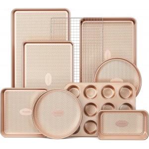 HONGBAKE 9-Piece Baking Pans Set Nonstic...