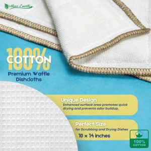 Mother-Earth 6 Pack Cotton Dish Cloths, Ultra Absorbent Quick-Drying Cleaning Cloths, Reusable and Eco-Friendly Dish Rags for Kitchen Use