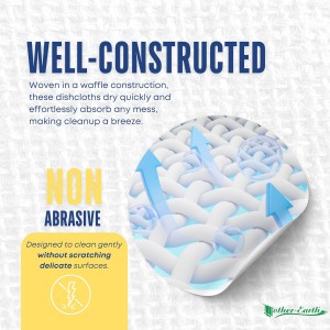 Mother-Earth 6 Pack Cotton Dish Cloths, Ultra Absorbent Quick-Drying Cleaning Cloths, Reusable and Eco-Friendly Dish Rags for Kitchen Use