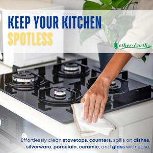 Mother-Earth 6 Pack Cotton Dish Cloths, Ultra Absorbent Quick-Drying Cleaning Cloths, Reusable and Eco-Friendly Dish Rags for Kitchen Use