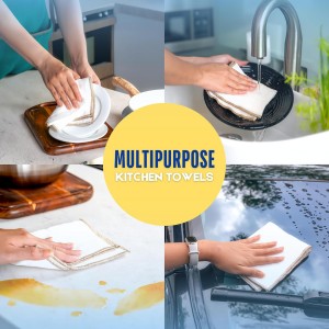 Mother-Earth 6 Pack Cotton Dish Cloths, Ultra Absorbent Quick-Drying Cleaning Cloths, Reusable and Eco-Friendly Dish Rags for Kitchen Use
