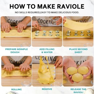 Ravioli Maker Press, Ravioli Press Mold Set - Round Ravioli Stamp Maker Cutter with Wood Rolling Pin, 2.6