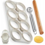 Ravioli Maker Press, Ravioli Press Mold Set - Round Ravioli Stamp Maker Cutter with Wood Rolling Pin, 2.6