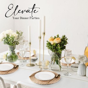 Round Woven Placemats Set of 6, Natural Water Hyacinth Place mats, 12 inch Rattan Placemats Wicker Placemats Farmhouse Boho Braided Heat Resistant Outdoor Placemat Patio Table Place Mats