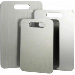 Stainless Steel Cutting Boards for Kitchen, 3 PCS Non Toxic Metal Chopping Board Set, Dishwasher Safe & Warp Proof (15.3"x11", 13.4"x9", 11.8"x7.9" Inch)