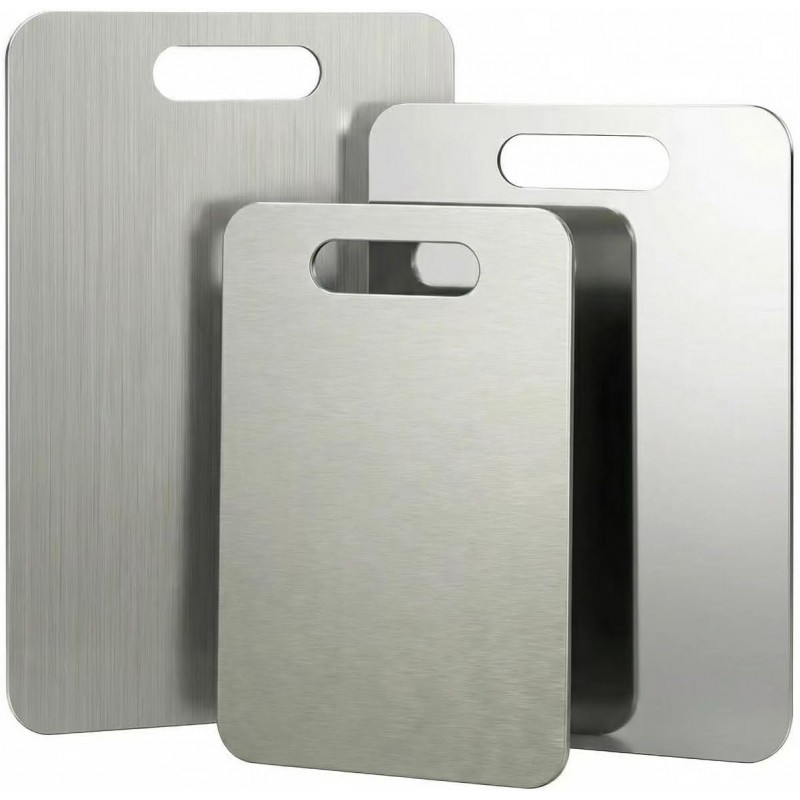 Stainless Steel Cutting Boards for Kitchen, 3 PCS Non Toxic Metal Chopping Board Set, Dishwasher Safe & Warp Proof (15.3"x11", 13.4"x9", 11.8"x7.9" Inch)