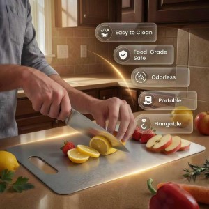 Stainless Steel Cutting Boards for Kitchen, 3 PCS Non Toxic Metal Chopping Board Set, Dishwasher Safe & Warp Proof (15.3"x11", 13.4"x9", 11.8"x7.9" Inch)