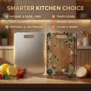 Stainless Steel Cutting Boards for Kitchen, 3 PCS Non Toxic Metal Chopping Board Set, Dishwasher Safe & Warp Proof (15.3"x11", 13.4"x9", 11.8"x7.9" Inch)