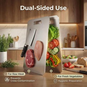 Stainless Steel Cutting Boards for Kitchen, 3 PCS Non Toxic Metal Chopping Board Set, Dishwasher Safe & Warp Proof (15.3"x11", 13.4"x9", 11.8"x7.9" Inch)