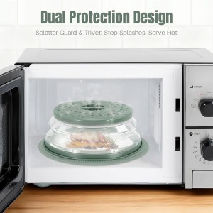 2 in 1 Microwave Splatter Cover Food, Microwave Silicone Mat Place Holders for Multi-use, Silicone Trivet, Pot Holders, Drying, Baking, Utensils Rest for Kitchen Counter Mat