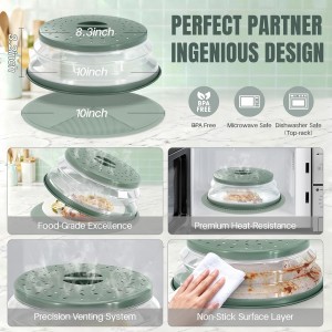 2 in 1 Microwave Splatter Cover Food, Microwave Silicone Mat Place Holders for Multi-use, Silicone Trivet, Pot Holders, Drying, Baking, Utensils Rest for Kitchen Counter Mat