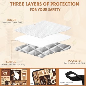 2PCS Brown Coffee Pot Holder with Loop,Vintage Latte Heat Resistant Oven Pads, Hot Pat for Kitchen Cooking Baking Food