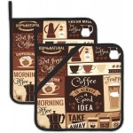 2PCS Brown Coffee Pot Holder with Loop,Vintage Latte Heat Resistant Oven Pads, Hot Pat for Kitchen Cooking Baking Food