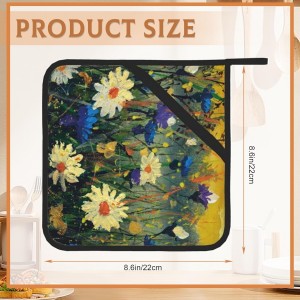 Daisies Flowers Pot Holders Set of 2 Heat Resistant Potholders,Fire Oven Hot Pads for Kitchen Cooking Baking Barbecue