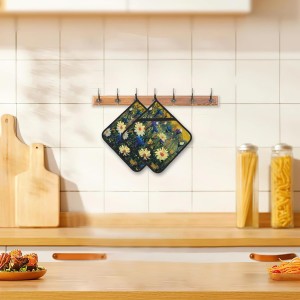 Daisies Flowers Pot Holders Set of 2 Heat Resistant Potholders,Fire Oven Hot Pads for Kitchen Cooking Baking Barbecue