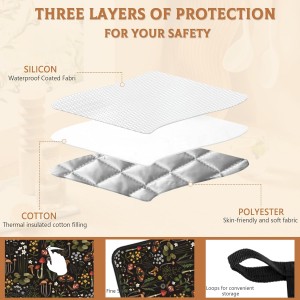 Retro Mushroom Pot Holders Set of 2, Kitchen Heat Resistant Forest Plant Moth Potholder for Microwave Cooking Baking Oven End Dishes and BBQ