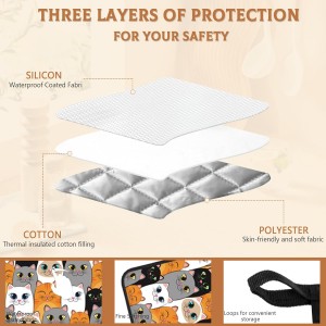 Cat Pot Holder Set of 2,Cute Cartoon Cats Kitchen Heat Resistant Potholder for Women Men BBQ Cooking Baking