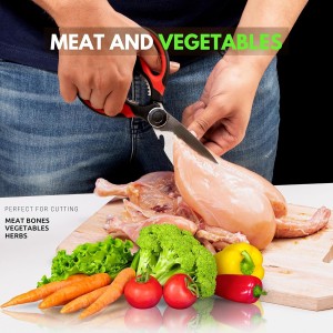 Kitchen Scissors Stainless Steel Sharp Blades with Cushioned Soft TPR Grip for Easy Handling – Heavy Duty Multipurpose Scissors for Meat, Chicken, Fish, Vegetables, & Herbs – Bottle Opener