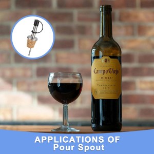 Wine Bottle Tapered Pourer Spouts- 2 Pcs Stainless Steel Pourer with Dust Cap Cork Plug Fits for Olive Oil Vinegar Wine - Wine Bottle Stopper - (92-mm/3.62-inch, Black)