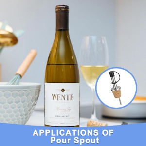 Wine Bottle Tapered Pourer Spouts- 2 Pcs Stainless Steel Pourer with Dust Cap Cork Plug Fits for Olive Oil Vinegar Wine - Wine Bottle Stopper - (92-mm/3.62-inch, Black)