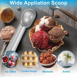 PATIKIL 7 Inches Ice Cream Scoop, Aluminum Alloy Nonstick Anti-Freeze One Piece Cookie Scoop for Cookie Dough Cupcake Batter Baking, Silver