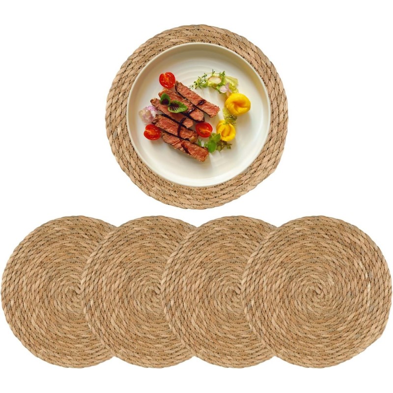 Round Woven Placemats Set of 4, 12