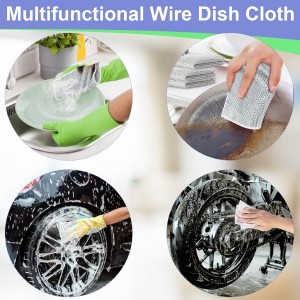 12 Pack Steel Wool Scrubber, Double Layer Non-Scratch Wire Dishcloth, Multipurpose Kitchen Towels, Dish Cloths for Washing Dishes, Cleaning Supplies for Sinks, Dishes, Stove Top, 7.87*7.87 Inch
