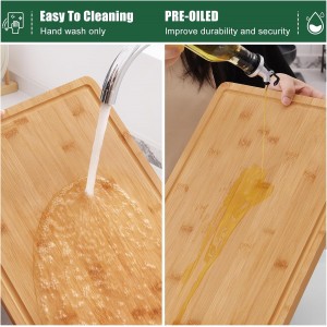 Homaxy Extra Large Organic Bamboo Cutting Boards for Kitchen, 18"x12" Wooden XL Cutting Board with Juice Groove and Handles, Charcuterie Butcher Block Wood Serving & Chopping Board - Pre Oiled