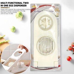 Generic 2 in 1 stainless steel wire egg slicer; cooked egg slicer; egg cutter; strawberry slicer; multi-purpose egg slicer; suitable for slicing soft fruits, etc., 7.87L*3.54W*1.18H, White