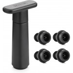 WOTOR Wine Saver Vacuum Pump with 4 Stoppers, Wine Stopper & Preserver, Reusable Bottle Sealer Keeps Fresh, Ideal Accessories Gift (Flat Handle)