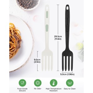 Silicone Flexible Cooking Fork, 11.6 Inch Heat Resistant, Large Non Stick for Mixing, Mashing, Whisking (BW)