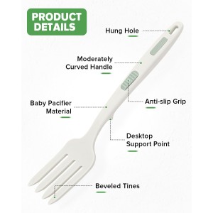 Silicone Flexible Cooking Fork, 11.6 Inch Heat Resistant, Large Non Stick for Mixing, Mashing, Whisking (BW)