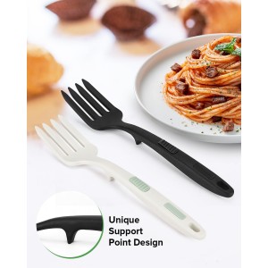 Silicone Flexible Cooking Fork, 11.6 Inch Heat Resistant, Large Non Stick for Mixing, Mashing, Whisking (BW)