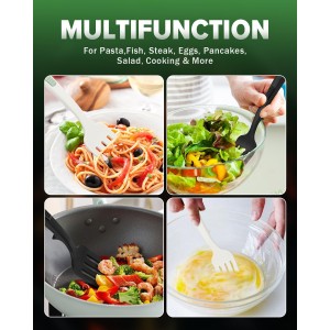 Silicone Flexible Cooking Fork, 11.6 Inch Heat Resistant, Large Non Stick for Mixing, Mashing, Whisking (BW)