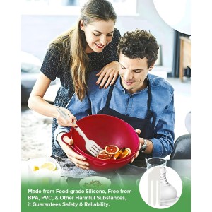 Silicone Flexible Cooking Fork, 11.6 Inch Heat Resistant, Large Non Stick for Mixing, Mashing, Whisking (BW)