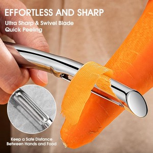 Ultra Sharp Vegetable Peeler for Kitchen - 10-Year No-Rust Fruit & Veggie Peeler, Potato Peeler Hand, Premium Stainless Steel I-Peeler for Apple, Carrot, Cucumber