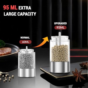 [Upgraded Larger Capacity] Electric Salt and Pepper Grinder Set with USB Charging Base, 95ml Large Capacity, Adjustable Coarseness,Stainless Steel Automatic Pepper Mill (Upgraded Capacity-A)