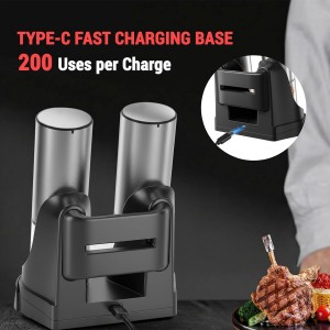 [Upgraded Larger Capacity] Electric Salt and Pepper Grinder Set with USB Charging Base, 95ml Large Capacity, Adjustable Coarseness,Stainless Steel Automatic Pepper Mill (Upgraded Capacity-A)