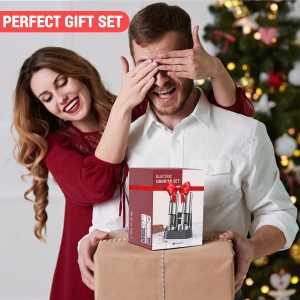 [Upgraded Larger Capacity] Electric Salt and Pepper Grinder Set with USB Charging Base, 95ml Large Capacity, Adjustable Coarseness,Stainless Steel Automatic Pepper Mill (Upgraded Capacity-A)