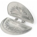 IKM Aluminium Ghugra/Gujiya/Gujia Karanji Maker Karjikai Mould Cutter Sacha Machine, Dumpling Maker Kitchen Molds For Festivals, Medium, Silver