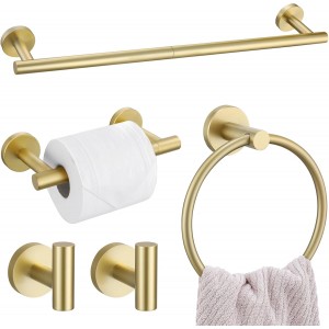 5 Pieces Brushed Gold Towel Bar Set, Upg...