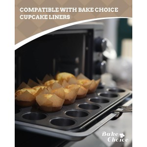 Mini Muffin Pan includes 200 Natural Cupcake Liners, Mini Cupcake Pans Nonstick 24 Cup, Muffin Tin, Carbon Steel Baking Supplies