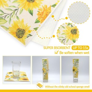 6 - Pack Swedish Kitchen Dish Cloths - Reusable Paper Towels for Counters & Dishes - Eco Friendly Cellulose Sponge Cloth (Sunflower)