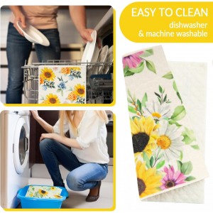 6 - Pack Swedish Kitchen Dish Cloths - Reusable Paper Towels for Counters & Dishes - Eco Friendly Cellulose Sponge Cloth (Sunflower)